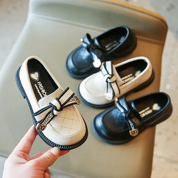 Kızlar için ayakkabı Çocuk Ayakkabı Bebek çocuk Kız Prenses Yay Patent deri ayakkabı Katı Okul Öğrencileri Ayakkabı düz ayakkabı