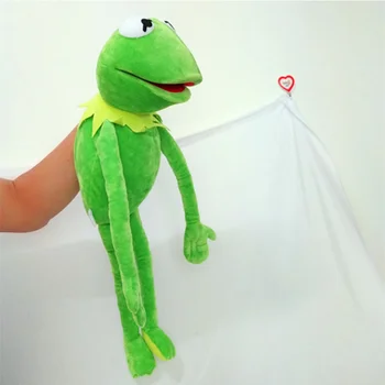 60 cm komik Büyük Muppet Gösterisi Peluş Hayvan Oyuncaklar Peluş Dolması Kurbağa Bebek Peluş Kermit Kurbağa kukla Ağız Hareketli