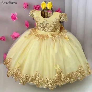 Kız çocuk elbiseleri Çiçek Dantel Kek Çift Bebek Kız Elbise 1 Yıl Doğum Günü Doğan Parti Düğün Vestidos Vaftiz Balo elbise