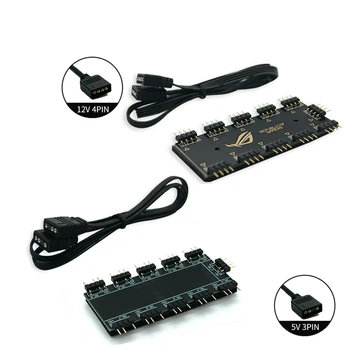 12V 4pin RGB 5V 3 Pin ARGB kablo ayırıcı Hub Durumda W / Bant ve uzatma Kablosu adaptörü LED şerit ışık PC RGB Fan soğutucu AURA SYNC