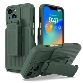 Zırh Hibrid Darbeye Dayanıklı Telefon Kılıfı İçin iPhone 14 13 12 11 Pro Max Kickstand Standı Tutucu Kemer Klipsi Ağır Koruma Kapağı