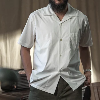 Bronson Klasik Panama Kısa Kollu Gömlek erkek Küba Yaka Cep Kampı Gömlek