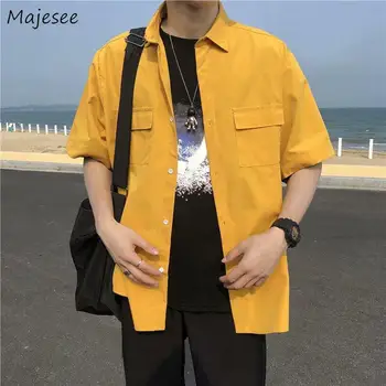 Erkek Gömlek Tiki Tarzı Kargo Erkek Gençler Streetwear Öğrenciler Ulzzang Tüm Maç Rahat Japon Moda Yaz Yarım Kollu Günlük