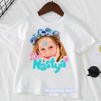 Gökkuşağı ünikorn Gibi Nastya Grafik baskı t-shirt Kız Kawaii Çocuk Giysileri Beyaz kısa kollu tişört Harajuku Gömlek Streetwear