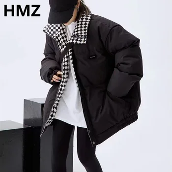 HMZ Kış sıcak Ceket Erkekler Parkas Kalınlaşmak sıcak tutan kaban Erkek Standı Yaka Ceket Düz Renk Parka Ceket Kadın Moda Yeni Streetwear