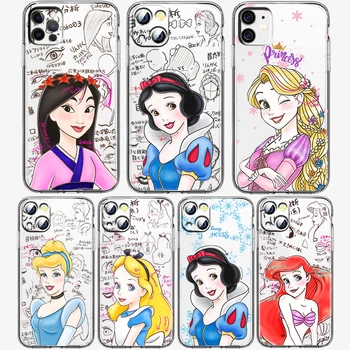 Güzel Disney Prenses Telefon Kılıfı için Apple iPhone 14 13 12 11 Pro Max X XR XS 8 7 6 Şeffaf Silikon Kabuk Kapak Coque Çapa