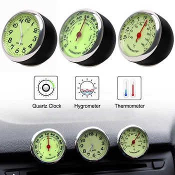 Araba-Styling Mekaniği quartz saat Mini Araba Dekorasyon Aydınlık Araba Saat Termometre Higrometre çarpma sensörü Dekor Süsler