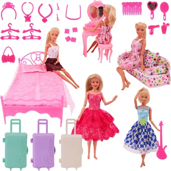 Barbie oyuncak bebek giysileri Yatak ayakkabı çantaları Bavul Bebek Kıyafet Giysileri Aksesuarları Uyar 11.8 İnç Barbie Bebek ve BJD Bebek, Kız Oyuncak