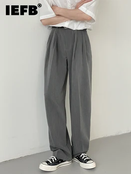 IEFB Dikey Düz Rahat erkek pantolon Gevşek Sonbahar Kore Moda 2023 Yeni Düz Renk Erkek Pantolon 9A3907