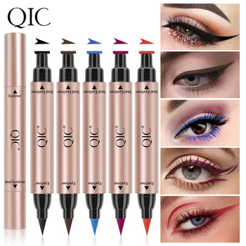Renk Eyeliner Damga Mühür Kalem Uzun Ömürlü Su Geçirmez Mavi Göz Kalemi Sıvı Siyah Kalem makyaj Kadınlar için Kozmetik Aracı