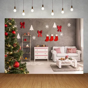 Fotoğraf arka fonu Oturma Odası Noel Çorap ağaç dekor Vinil Arka Çocuklar için Bebek Aile Photophone Fotoğraf Sahne