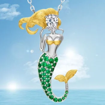 Zarif Moda Gelir Yaratıcı Mermaid Zarif Bayan Aşk Kolye Mükemmel Teklif Cadılar Bayramı noel hediyesi