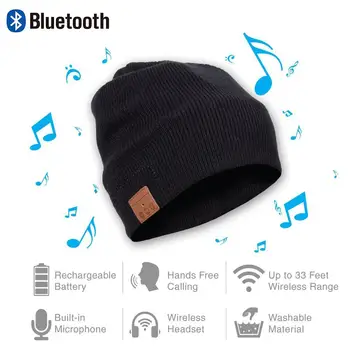 2021 Kablosuz bluetooth Bere şapka Kap Çıkarılabilir Bluetooth kulaklık Kulaklık Hoparlör Mic Spor Açık Havada Şapka En İyi Hediyeler