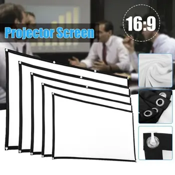 60/72/84/100/120/150 İnç projeksiyon perdesi Katlanır 16: 9 HD Ev Sinema Tiyatro Film Projeksiyon Ekranları Ev Açık Ofis için