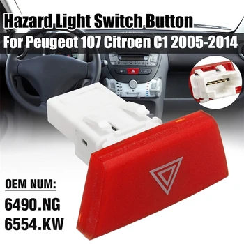 Araba Tamir Citroen C1 Peugeot 107 İçin Tehlike Uyarı Düğmesi Acil Tehlike Flaşör Uyarı ışık anahtarı 6490.NG