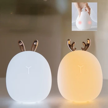 Youpin Ekosistem Silikon dokunmatik sensör LED Gece Lambası Çocuklar İçin Bebek Çocuk Renkler 2 modları Tavşan Geyik LED USB LED Gece Lambası