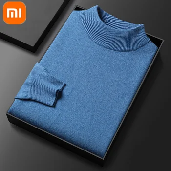 Yeni Xiaomi YOUPİN erkek yarım yüksek yaka kazak sonbahar ve kış rahat sıcak düz renk örme dip gömlek