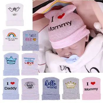 2020 Yeni Yenidoğan Bebek Şapka Toddler Çizgili Kapaklar Yay Kasketleri Yumuşak Hastane Kız Şapka Bebek Sıcak Şapka Bebek 0-3M Aksesuarları