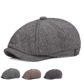 Yeni Sonbahar Bahar erkek Rahat Newsboy Şapka Retro Bere Şapka Moda Vahşi rahat Kapaklar Unisex Sekizgen Şapka Ekose Sarmaşık şapka