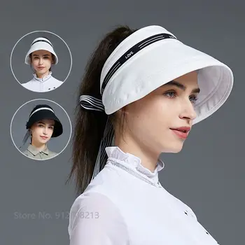 Aşk Golf Bayanlar Geniş Ağızlı Spor Güneş Koruyucu Kapaklar Kadın Anti-Uv Golf Güneşlik Şapka Katlanabilir Balıkçı Kap Boş Üst Kova Şapka