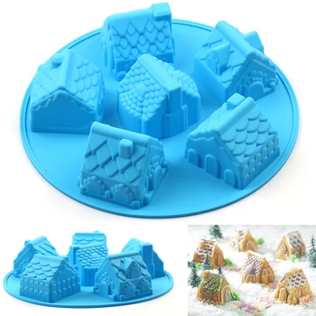 Silikon 3D Noel Zencefilli Ev Kek Kalıbı Çikolata Evler İçin Pişirme Araçları Dekorasyon Çerez Bakeware Kalıp