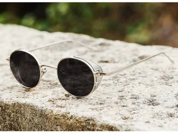 2021 YENİ Vintage Klasik Yuvarlak Tarzı SteamPunk Güneş Gözlüğü Anti Mavi Işın Gözlük Örgü Yan Kalkan güneş gözlüğü Oculos De Sol 918