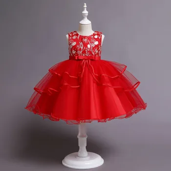 Giysi İçin 5 6 7 Yıl Çocuk Elbise Kız Tutu Prenses Çocuk Akşam Parti Elbise Noel Çiçek Kız düğün elbisesi Vestido