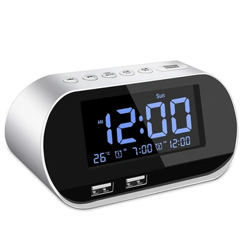 Çalarsaat Radyo, FM Uyku Zamanlayıcısı ile, Çift USB Bağlantı Noktası Şarj, Dijital Ekran,Karartma, Ayarlanabilir Hacim (Beyaz)