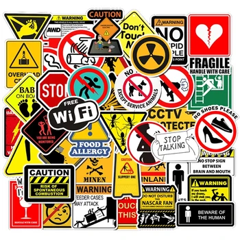 10/30/50 ADET Uyarı Çıkartmaları Graffiti Tehlike Yasaklayan Kaykay Buzdolabı Araba Dizüstü Motosiklet Telefon Duvar Çıkartmaları Oyuncak Serin Etiket