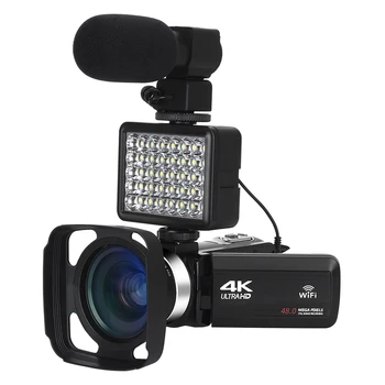 4K UHD Dijital Video Kamera Youtube Vlog 18X WİFİ Kamera HDMI Canlı Akış Kamera Döndür LCD Dokunmatik Ekran 48MP Kaydedici