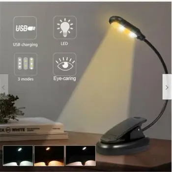 Kısılabilir Led okuma ışığı Usb şarj edilebilir klip kitap ışık yatakta okumak için Mini taşınabilir Amber okuma lambası pil hariç