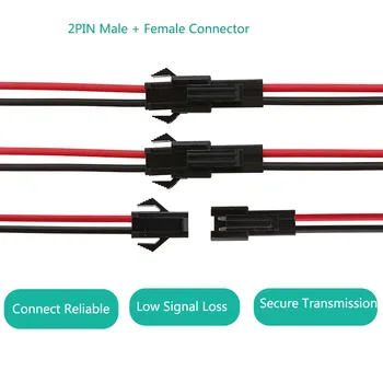 10 Çift 2Pin JST kablo tel Konnektör Erkek Tak ve Dişi Soket Düz Kablo Konnektörleri Downlight Tavan Lambası