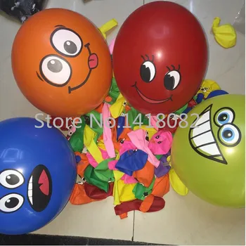 12 inç büyük gözler gülen yüz balon 50 adet / grup kalın balon büyük gözler gülümseme baskı BALON Doğum Günü düğün dekorasyon