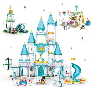 Disney Dondurulmuş Serisi Prenses Elsa Buz Oyun Alanı Kale Ev Seti Filmler DIY Yapı Taşı Yılbaşı Hediyeleri Oyuncaklar Kızlar Çocuklar İçin