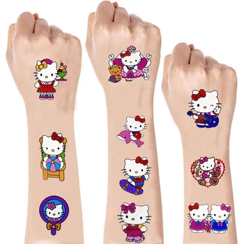 Hello Kitty Dövme Çıkartmalar Çocuklar İyilik Kitty Doğum Günü Partisi Süslemeleri Karikatür Parti Sticker Bebek Duş Parti Hediye Malzemeleri