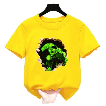 Çocuk Üst Marvel Hulk Erkek Karikatür T Shirt Giysi Set Yaz kısa pantolon Takım Elbise Çocuklar Rahat 4 5 9-14 Yıl Bebek Kız Giysileri