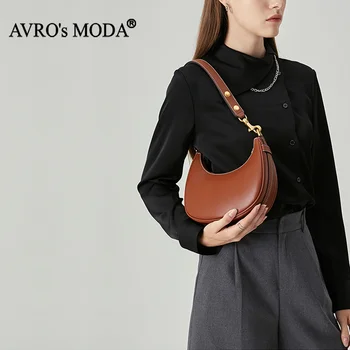 AVRO ' ın MODA Yeni Moda Hakiki Deri Omuz Çantaları Kadınlar Için Çanta Marka Lüks Tasarımcı Bayanlar Retro Hobos Tote Fermuar çanta