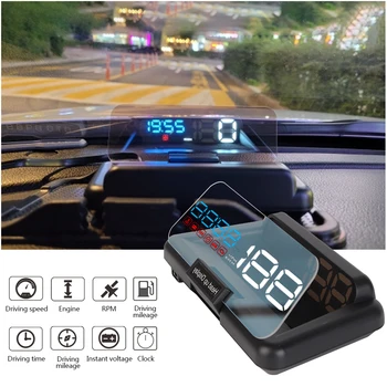 Araba Head Up Display Su Sıcaklığı dev / dak voltaj alarmı C500 Ayna HUD OBD2 Hız Göstergesi Otomatik Elektronik Cam Projektör