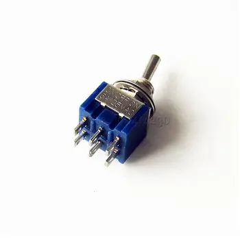 10 Adet Mini 6 Pin 3 Pozisyon Geçiş Anahtarları ON-OFF-ON DPDT Mini Geçiş Anahtarı 6A / 125V AC MTS-203 Mavi