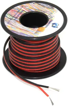 12 awg Silikon elektrik teli 2 İletken Paralel Tel hattı 9m [Siyah 4.5 m Kırmızı 4.5 m] Kanca oksijen Kalaylı bakır
