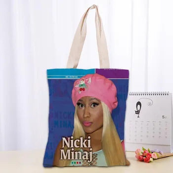Özel Nicki Minaj Alışveriş Çantaları 30x35 cm Tote Çanta Kullanımlık Kadın Omuz Bez Kılıfı Katlanabilir 0913