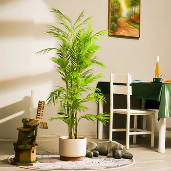 90-180cm Tropikal Bitkiler Büyük Yapay Palmiye Ağacı Saksı Sahte Palmiye Yaprakları Pot İle Açık Uzun Bitkiler Ev noel dekoru