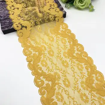 3y / lot Genişliği 20cm Turuncu Çiçek Streç Dantel Trim İç Çamaşırı Dikiş El Sanatları DIY giyisi kumaşı Dantel Konfeksiyon Aksesuar