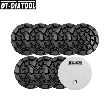 DT-DIATOOL 9 adet / takım Dia 100mm / 4 inç Elmas Reçine Bond Beton Parlatma Pedleri Naylon Destekli Çimento Zemin Yenilemek Zımpara Diskleri