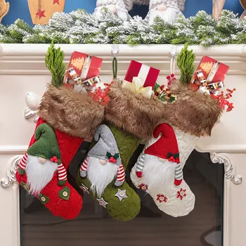Noel Çorap Meçhul Bebek Büyük Boy Örme Çorap hediye keseleri Noel Süslemeleri Ev için Noel Ağacı Süsler