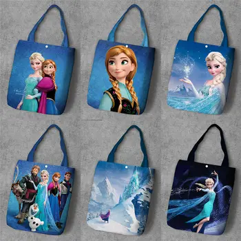 Disney karikatür prenses çanta Çevre koruma alışveriş çantası Dondurulmuş Elsa Anna omuz kanvas çanta tote çanta