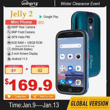 Unihertz Jöle 2 Mini telefon cebi Android 11 Helio P60 Octa Çekirdek 4G LTE Çift SIM kilidi açılmamış akıllı telefon 6GB + 128GB NFC Cep Telefonu