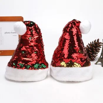Altın Glitter Yumuşak Peluş Noel Şapka Parti noel baba şapkaları noel dekorasyonları Şapka Yeni Yıl Dekorasyon Tatil Parti Malzemeleri
