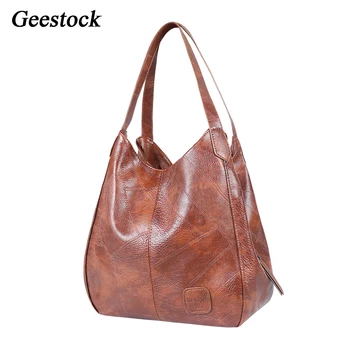 Geestock 2020 Moda En saplı çanta Büyük Kapasiteli Çanta Yumuşak Deri omuz çantaları Bayanlar Tote Çanta
