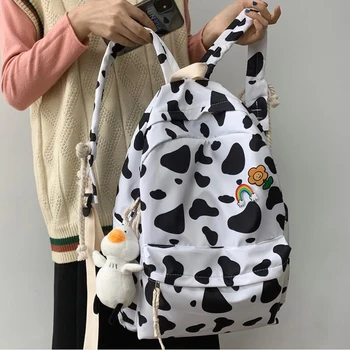 Inek Doku Su Geçirmez Naylon Kadın Sırt Çantası Moda okul çantası Genç Sırt Çantaları Kadın Güzel Omuz Seyahat Çantası Yeni